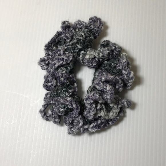NWT Purple Gray Handmade Crocheted Hair Scrunchie by Dawny - Picture 1 of 3